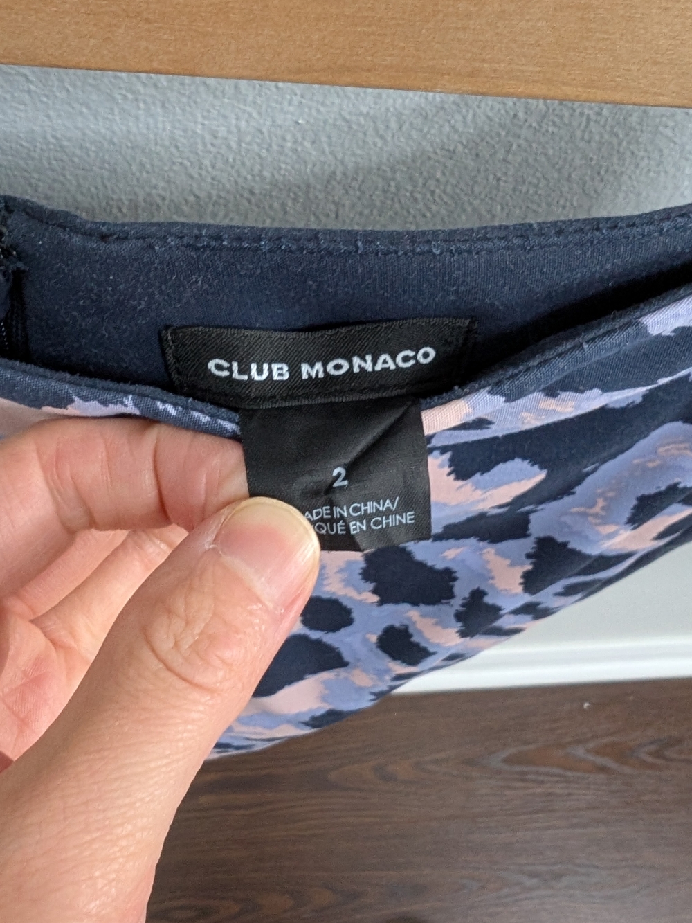 Club Monaco Navy & Light Pink Printed Skirt